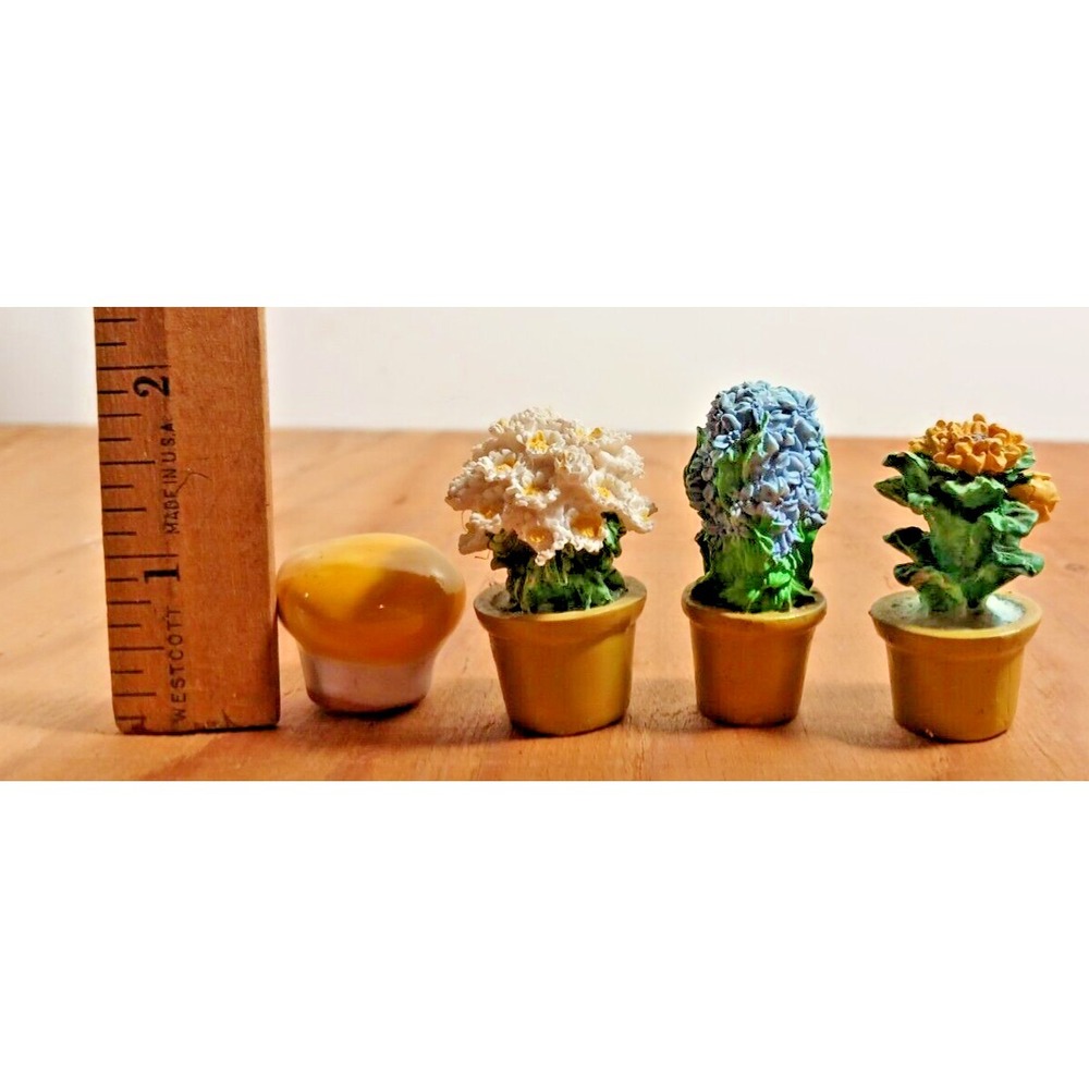 Miniature Potted Plants Dollhouse Decor Multicolor Excellent 4pc Set